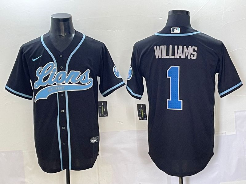 Men 2025 Detroit Lions #1 Williams Black  joint name 2024 Nike Limited NFL Jersey style 1->detroit lions->NFL Jersey